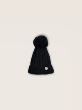 Load image into Gallery viewer, Tia Satin Lined Beanie With Detachable Pom- Black
