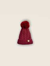 Load image into Gallery viewer, Tia Satin Lined Beanie With Detachable Pom- Cranberry Wine
